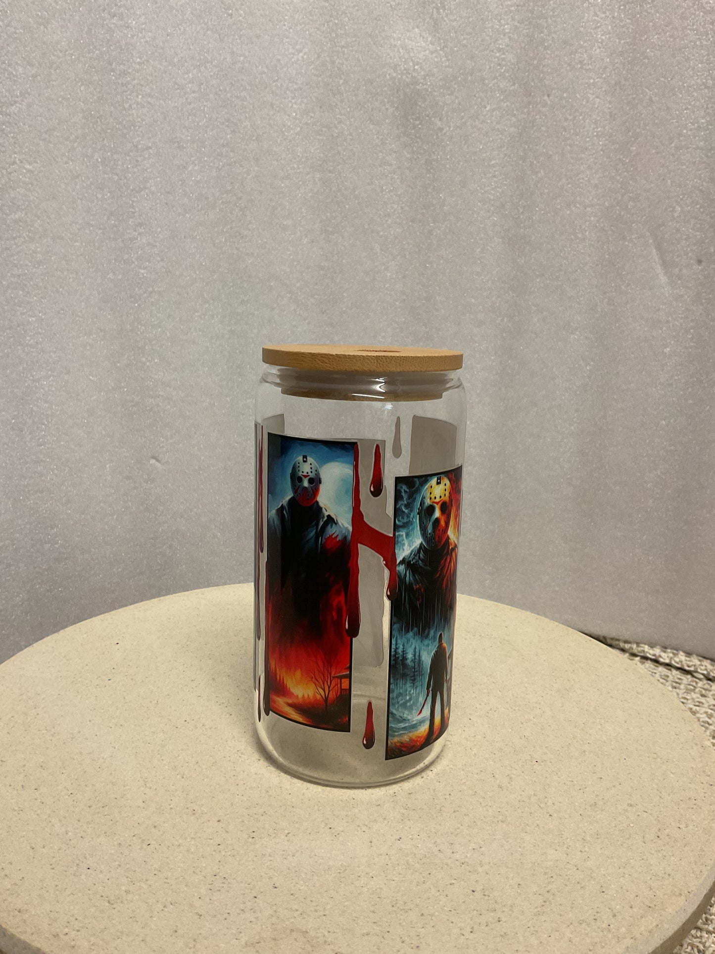 Halloween movies clear glass cup