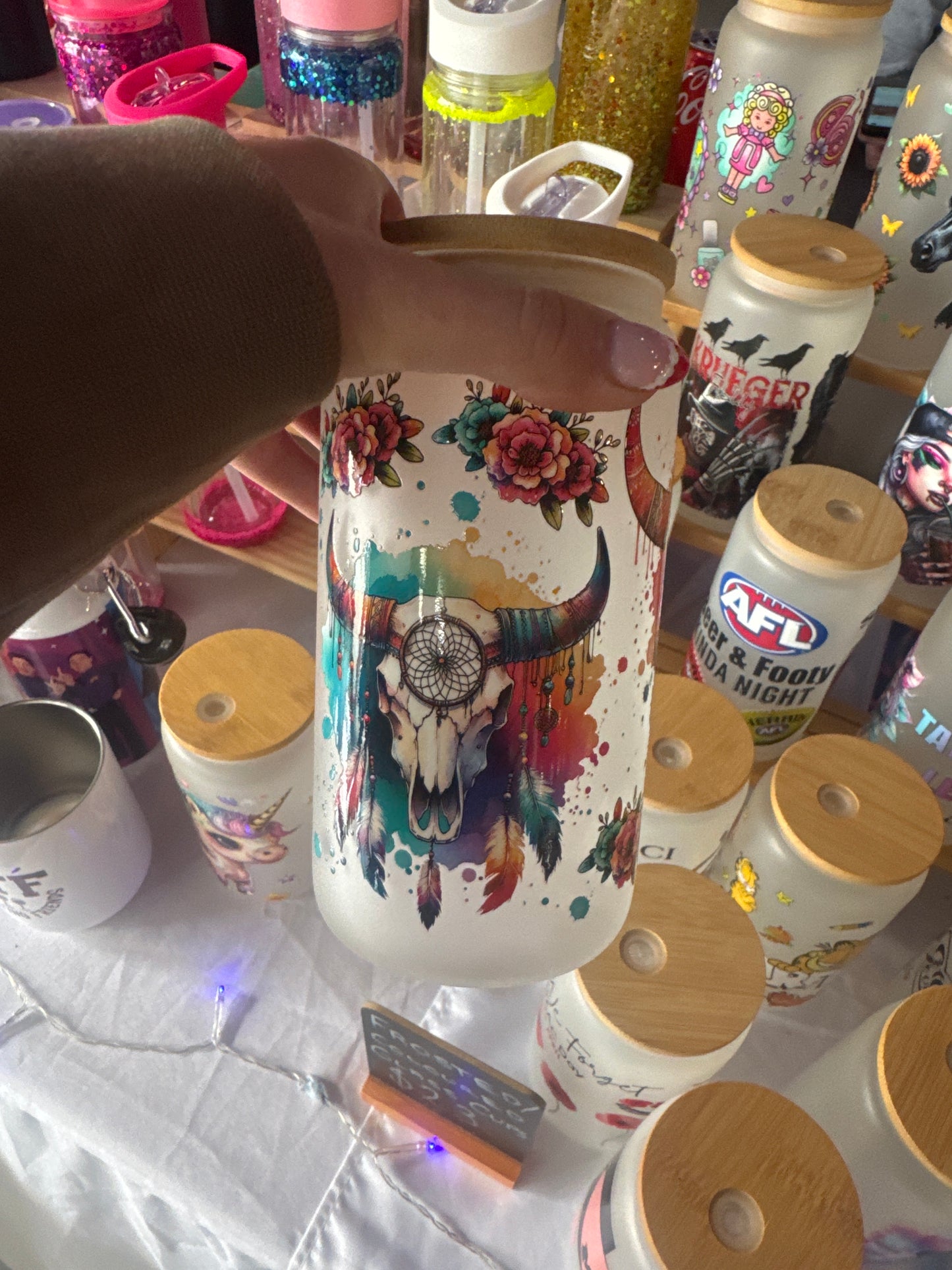 Skull frosted glass