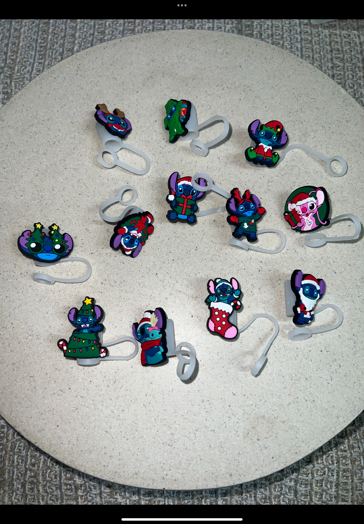 Christmas stitch straw toppers