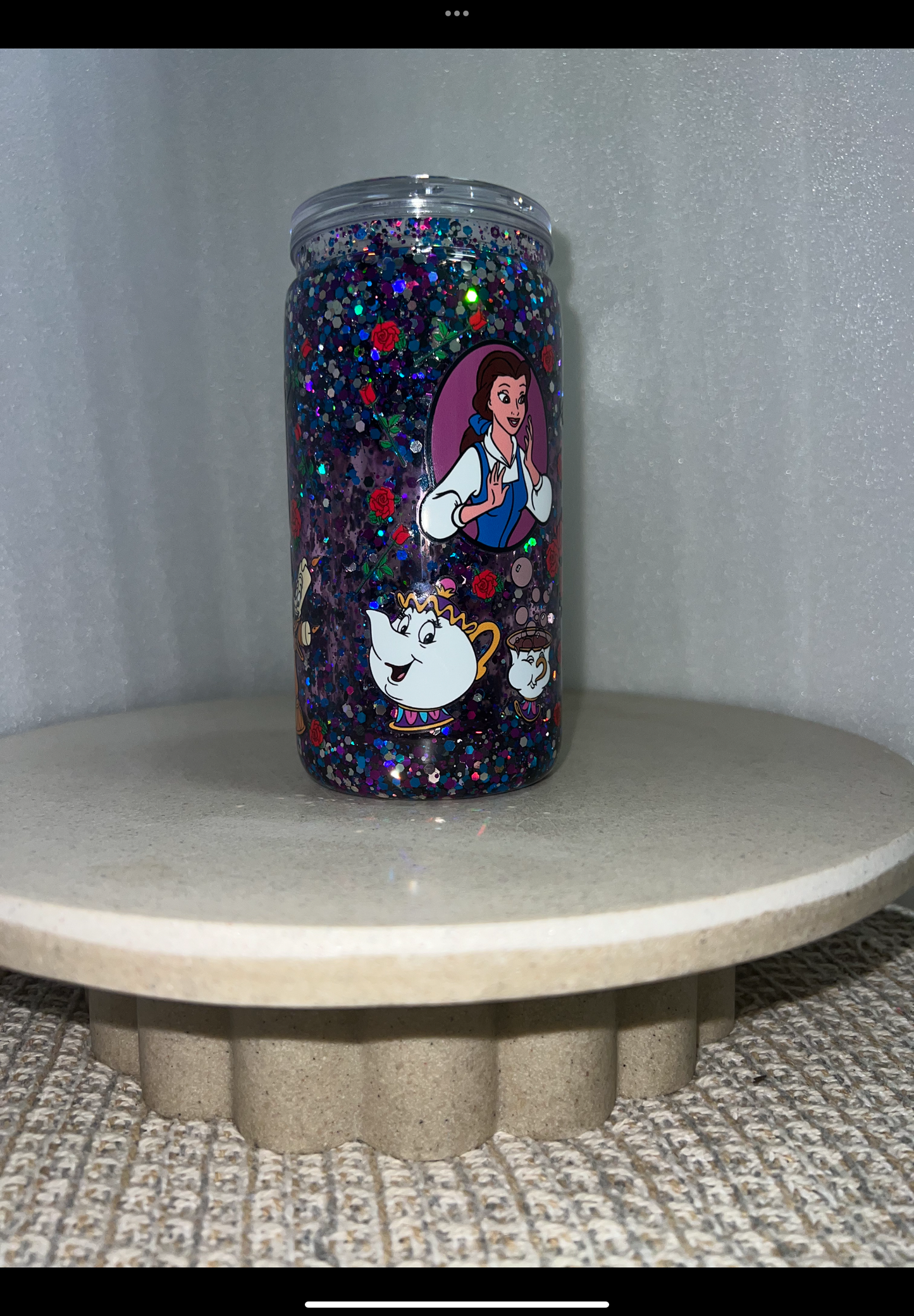 Beauty and beast acrylic snow globe