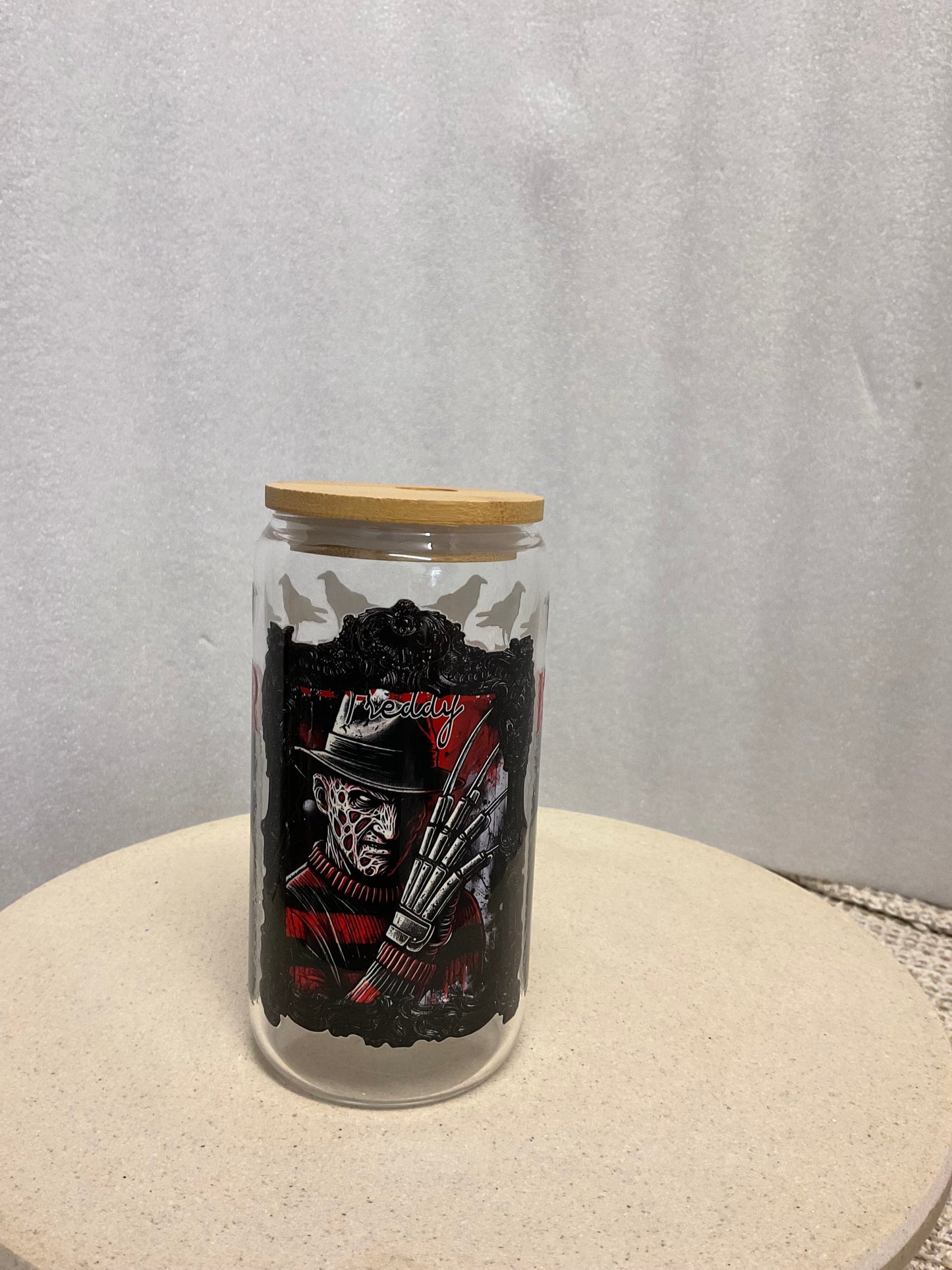 Halloween Freddy clear glass cup