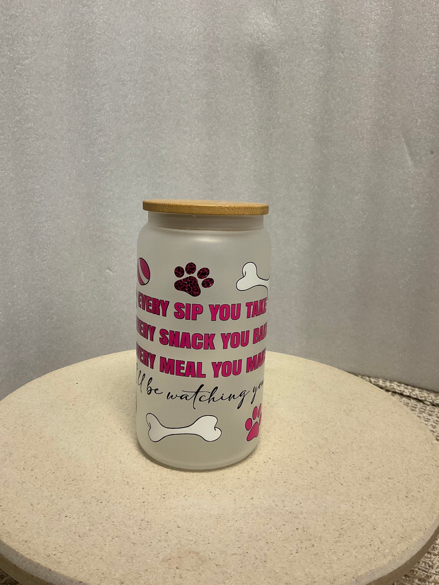 Girl boxer frosted glass cup