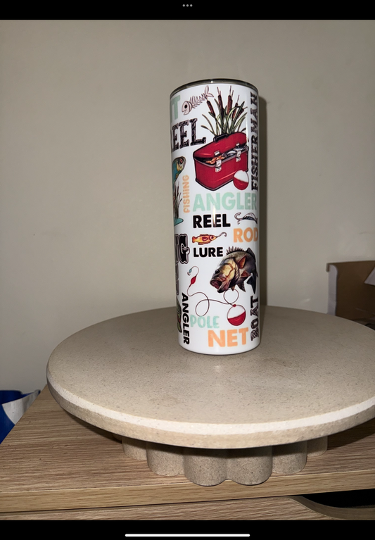 Fishing writing tumbler
