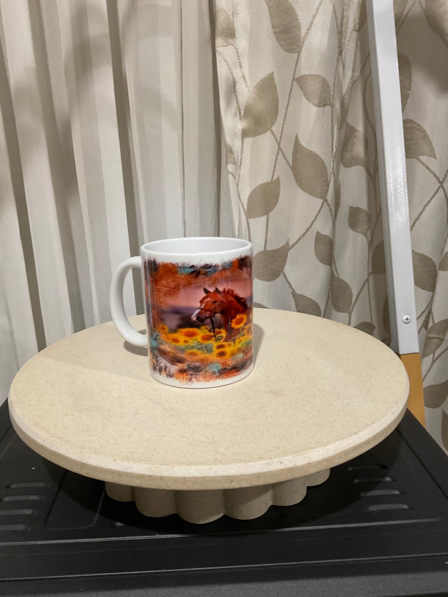 Horse mug with sunflowers