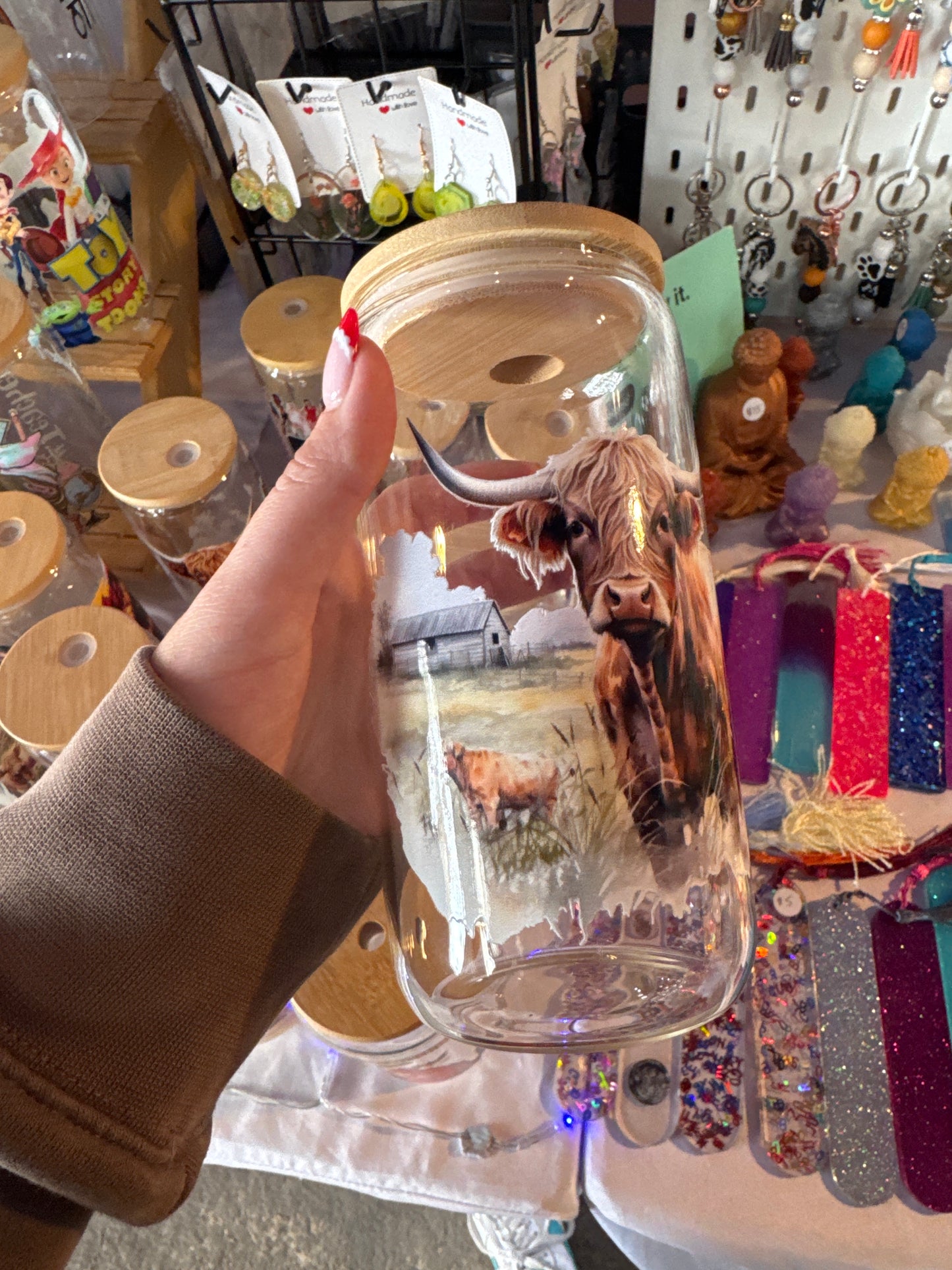 2 highland cows clear glass