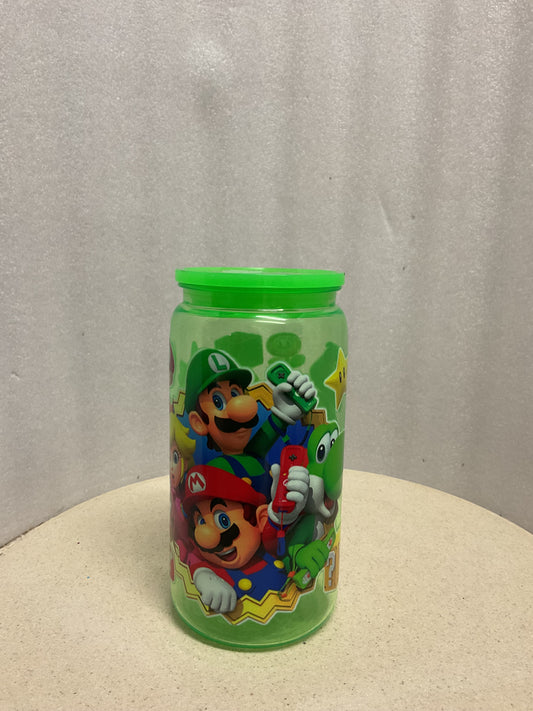 Mario brothers green acrylic cup