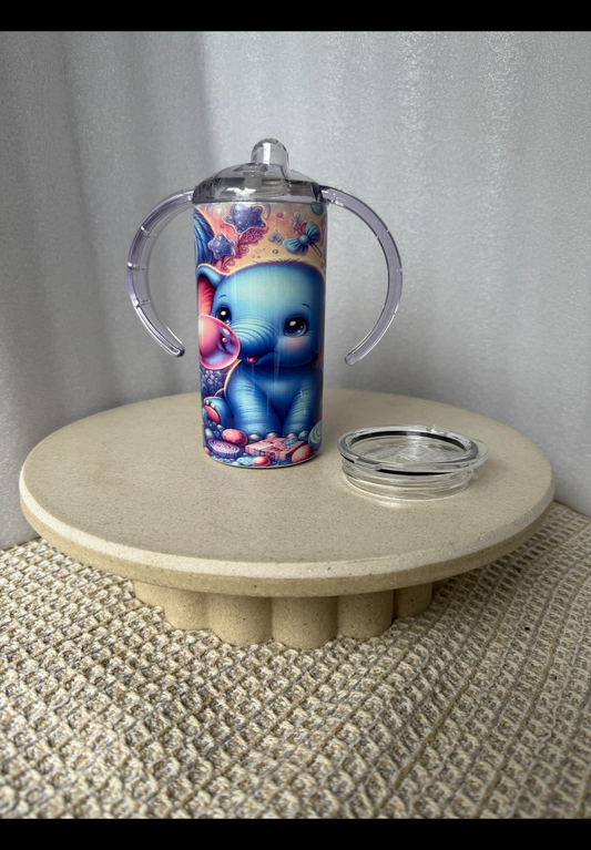Elephant sippy tumbler with extra lid