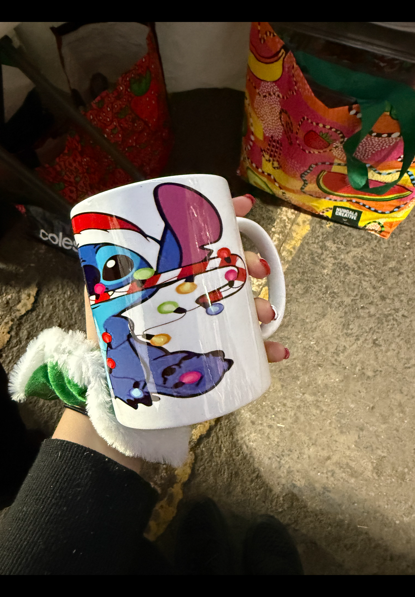 Stitch Christmas lights mug