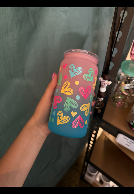 Hearts ombré acrylic cup