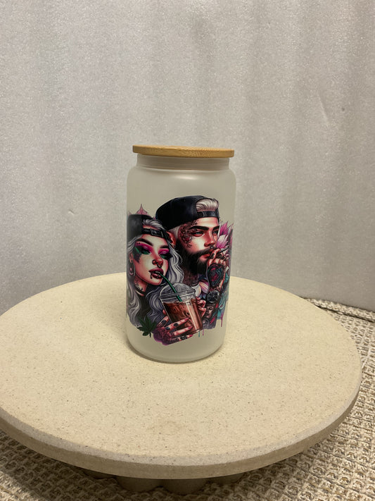 More tattoos less anxiety frosted glass cup