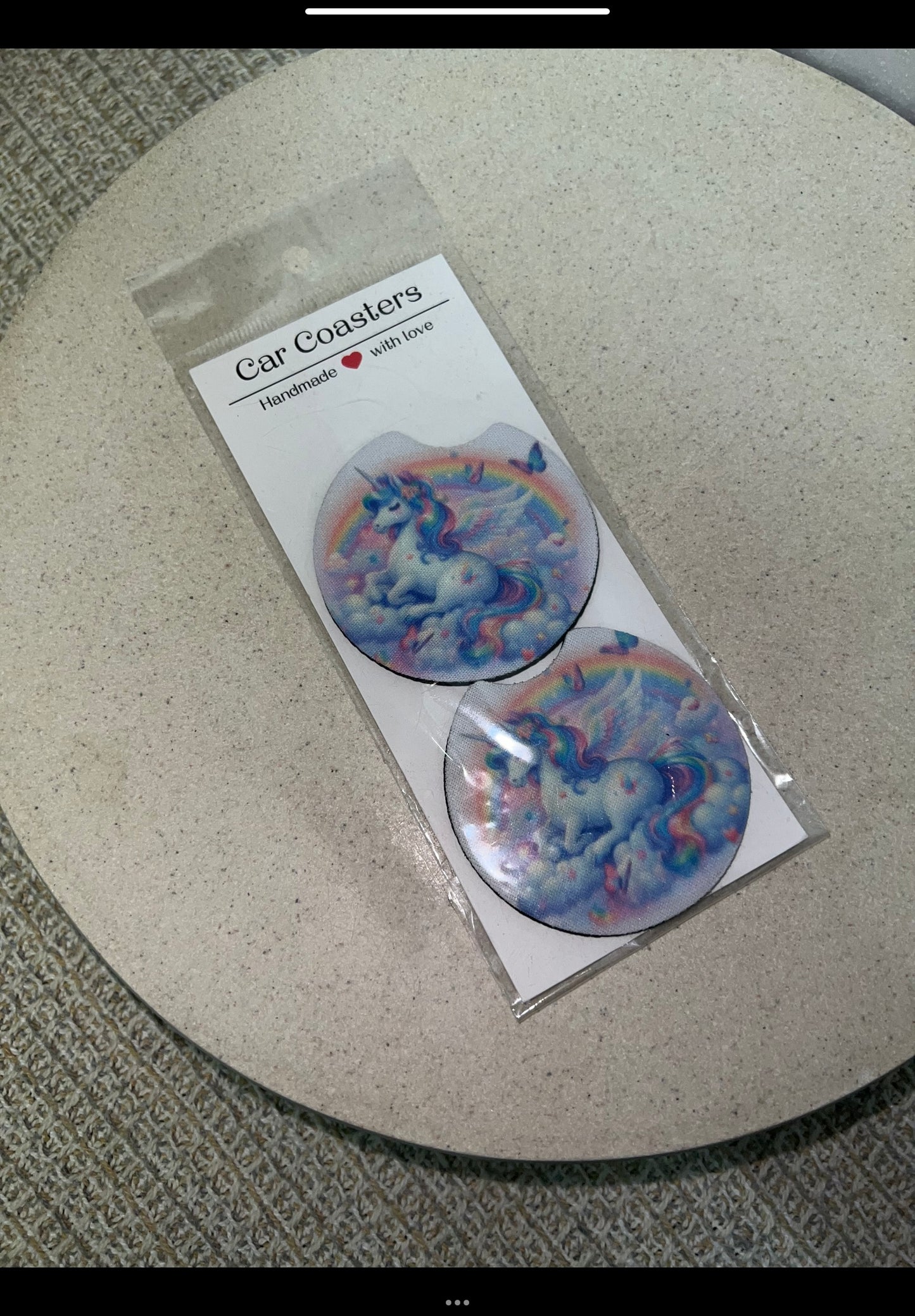 Unicorn car coasters