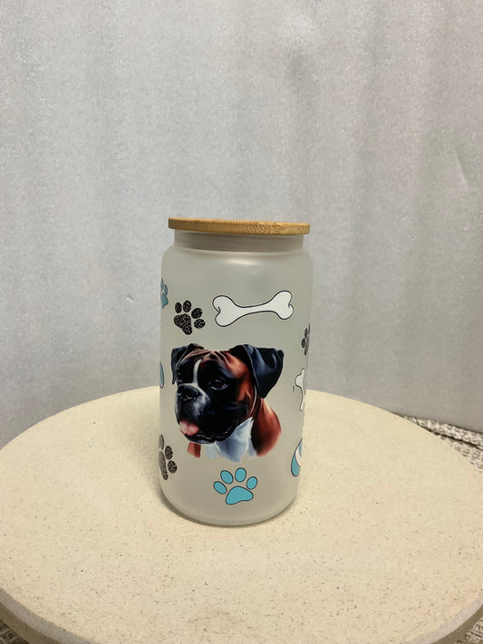 Boy boxer frosted glass cup