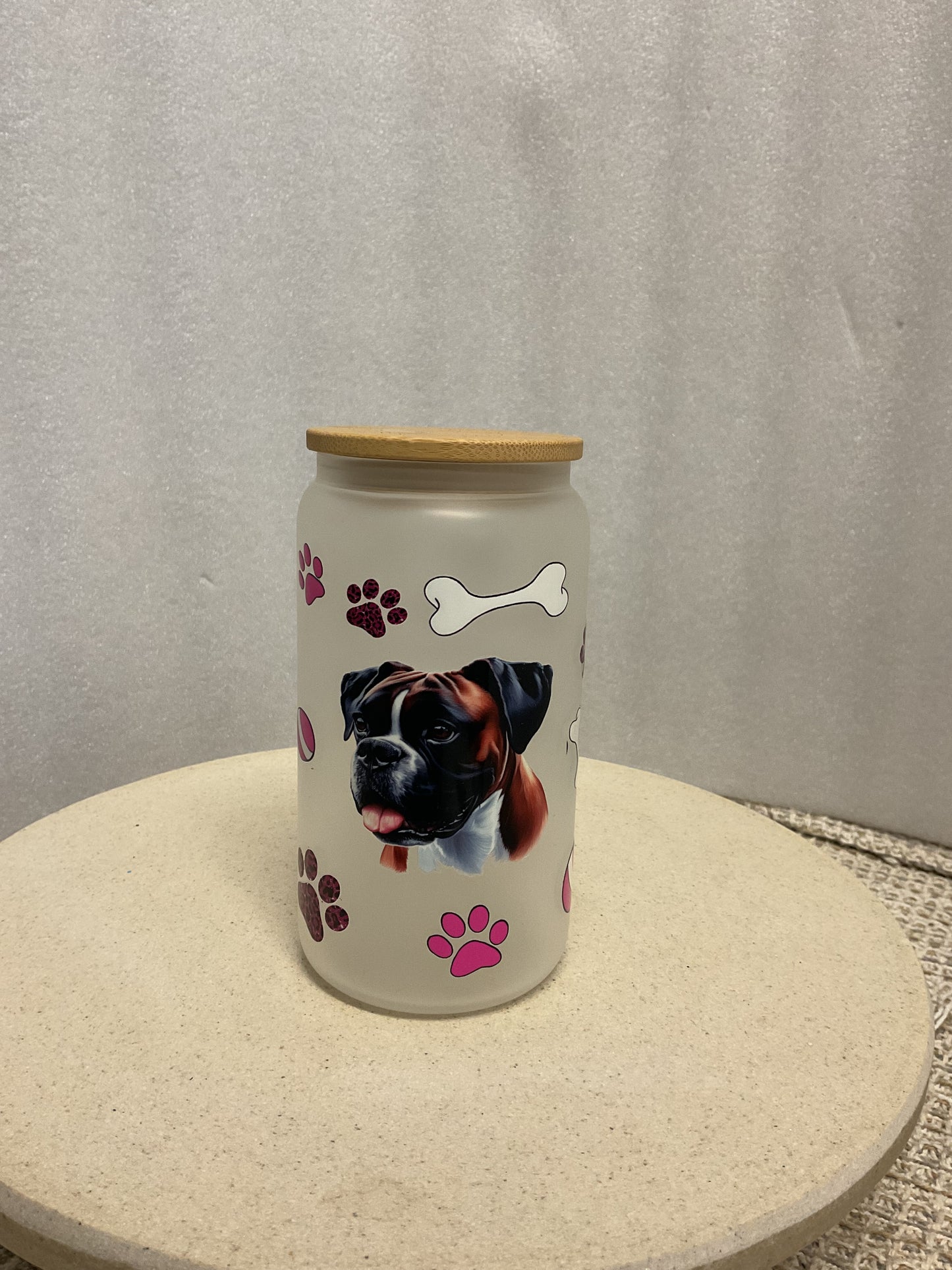 Girl boxer frosted glass cup