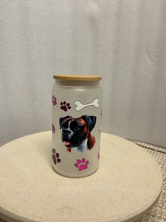 Girl boxer frosted glass cup