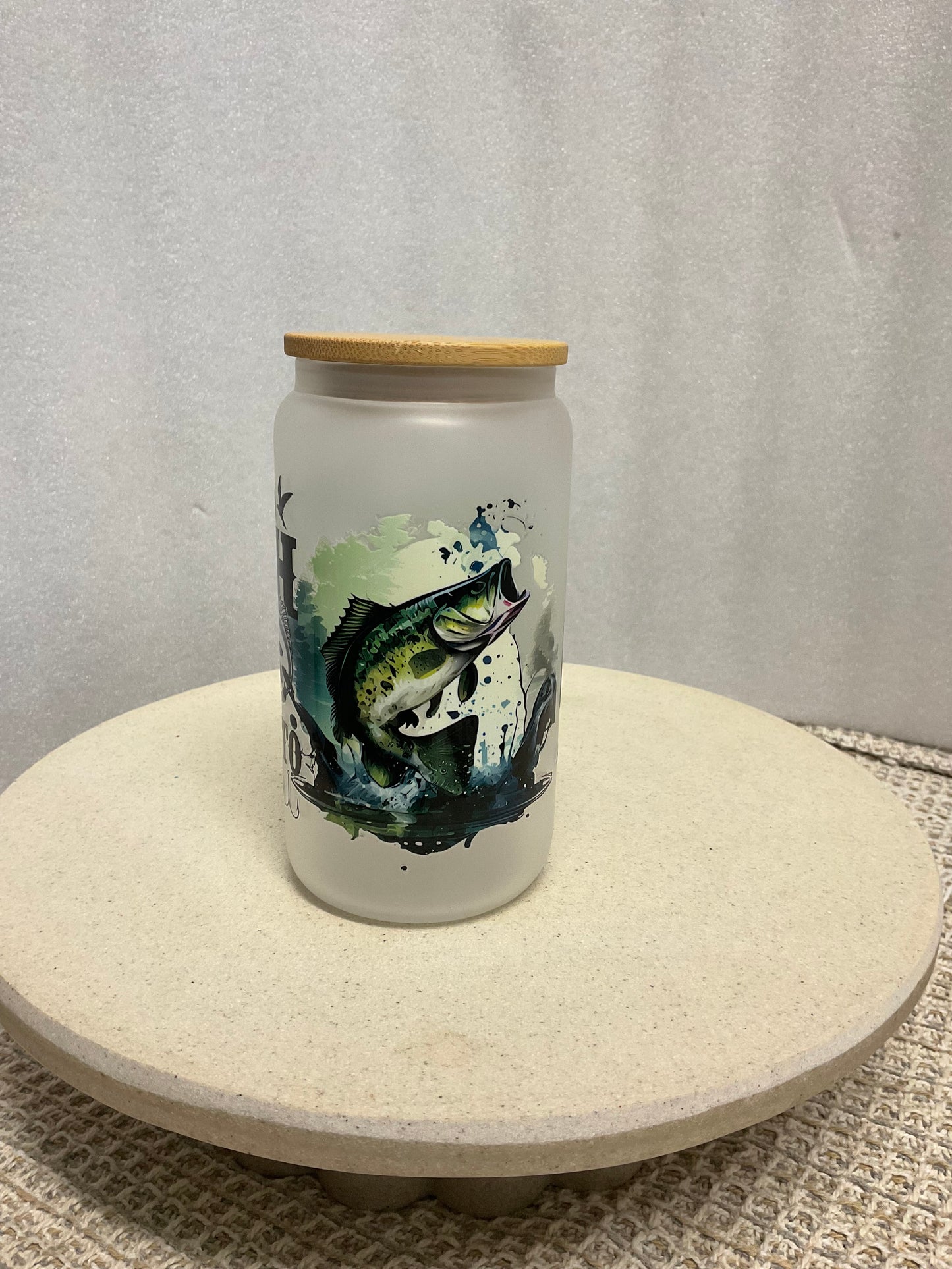Born to fish frosted glass cup