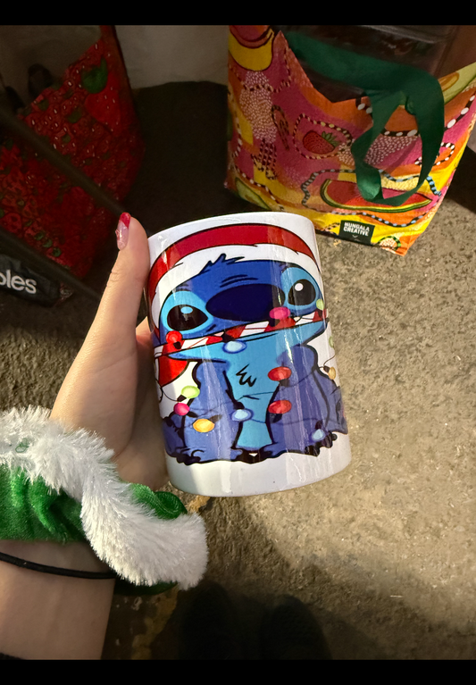 Stitch Christmas lights mug