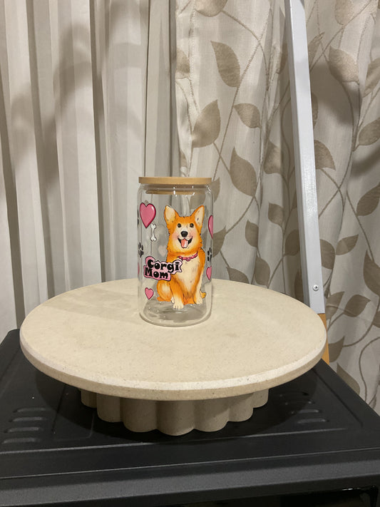 Corgi mom clear glass