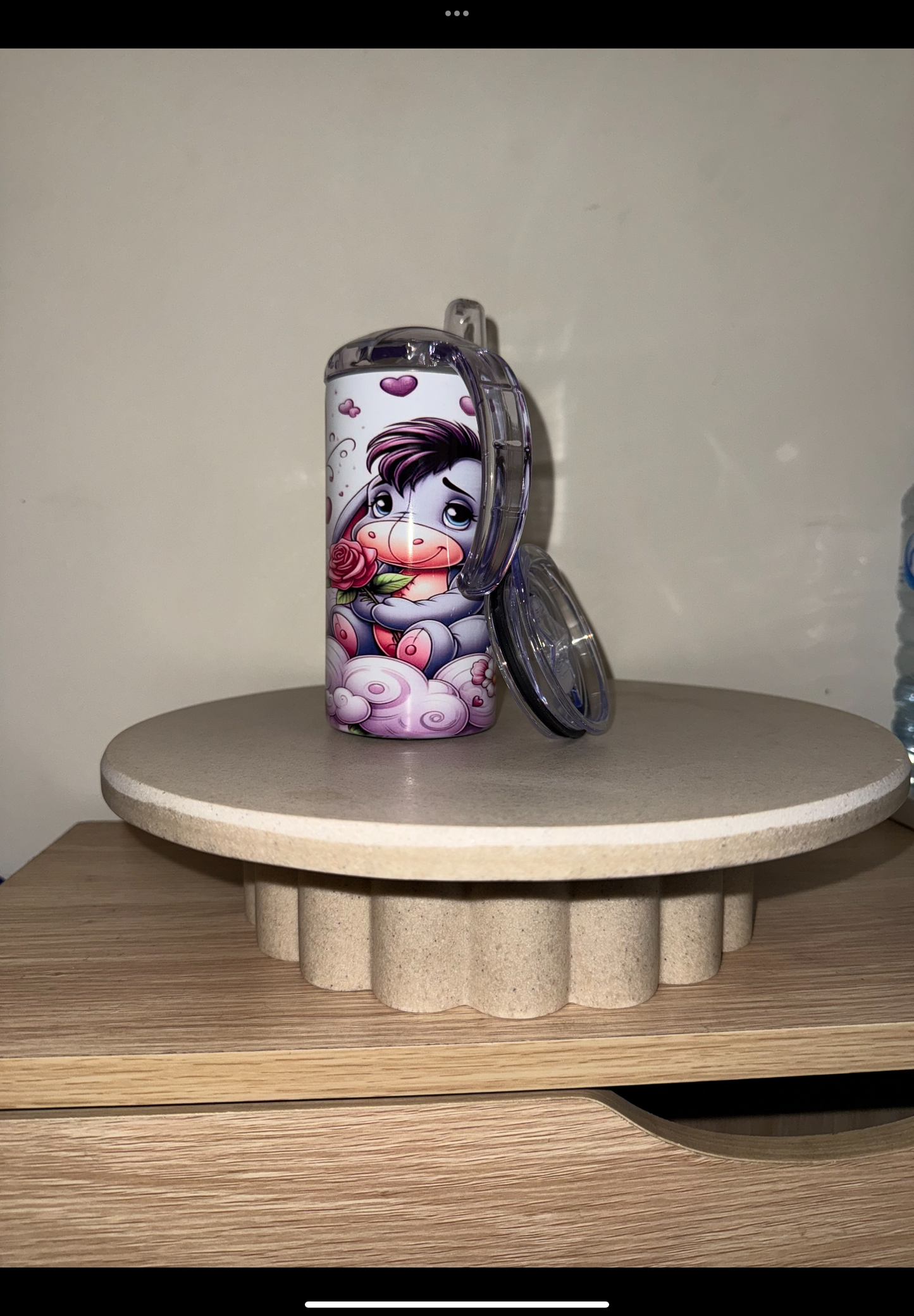 Euyore flowers hearts sippy turns into tumbler