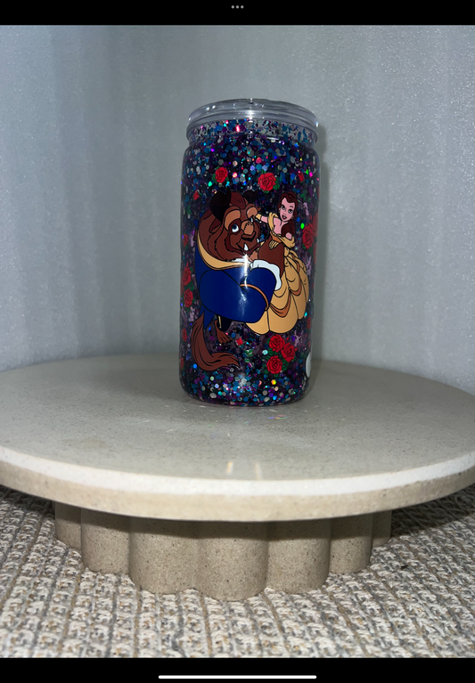 Beauty and beast acrylic snow globe