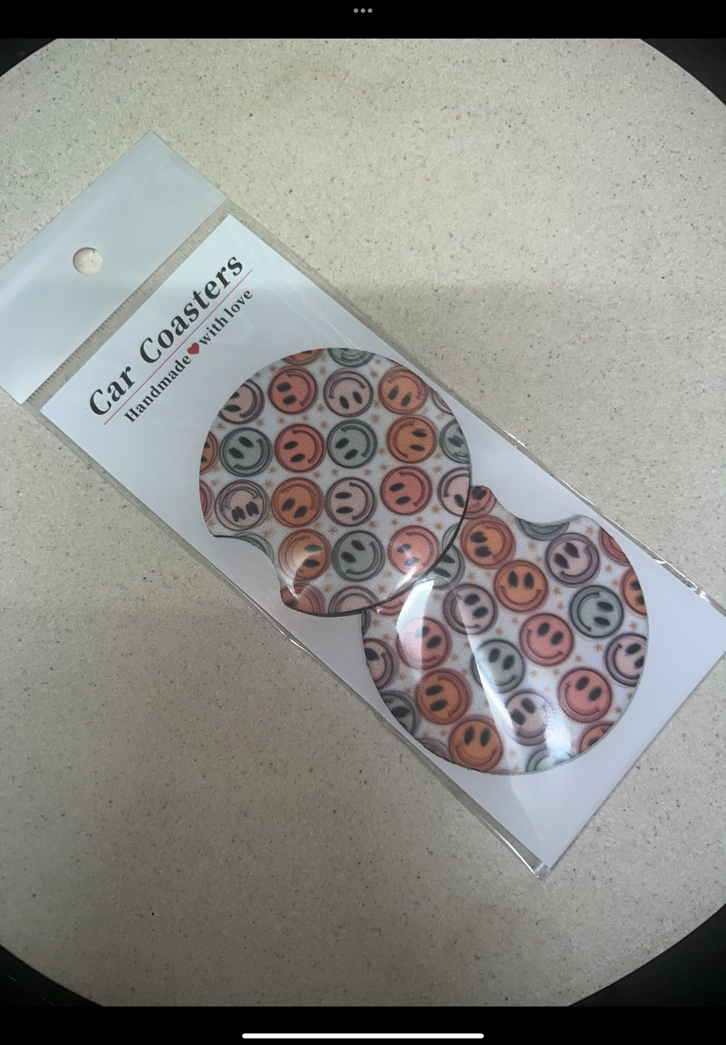 Smiley face car coasters