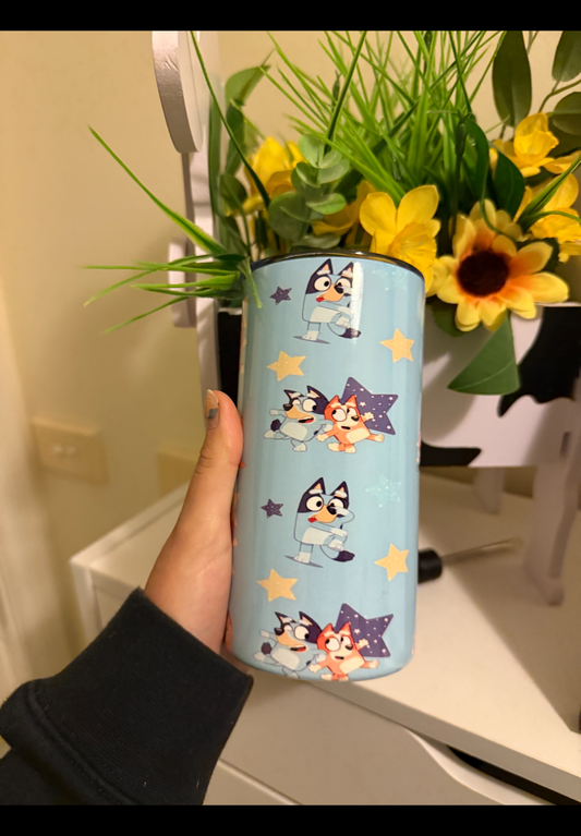 Blue bluey stars tumbler