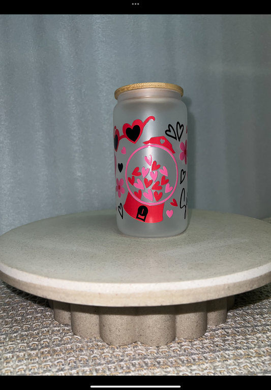Love frosted glass cup