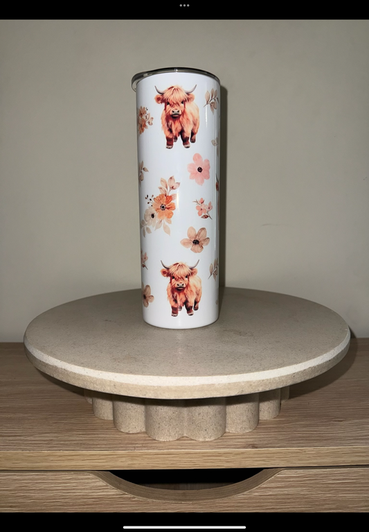 Highland cow flowers insulated tumbler