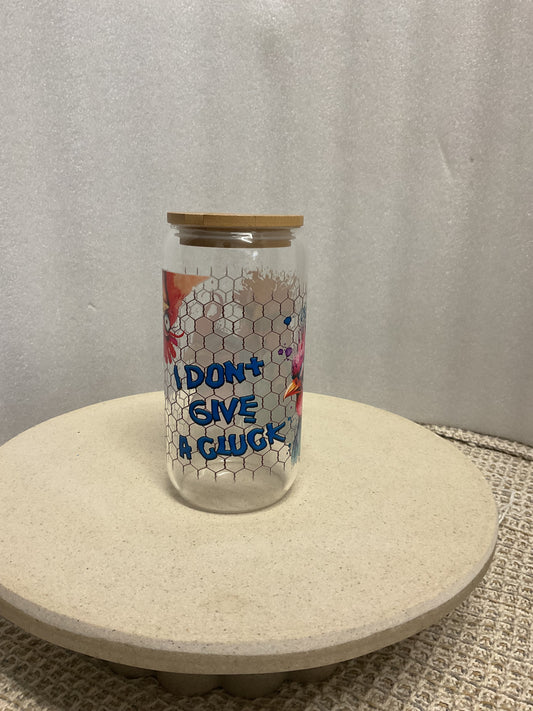 I don’t give a cluck glass cup