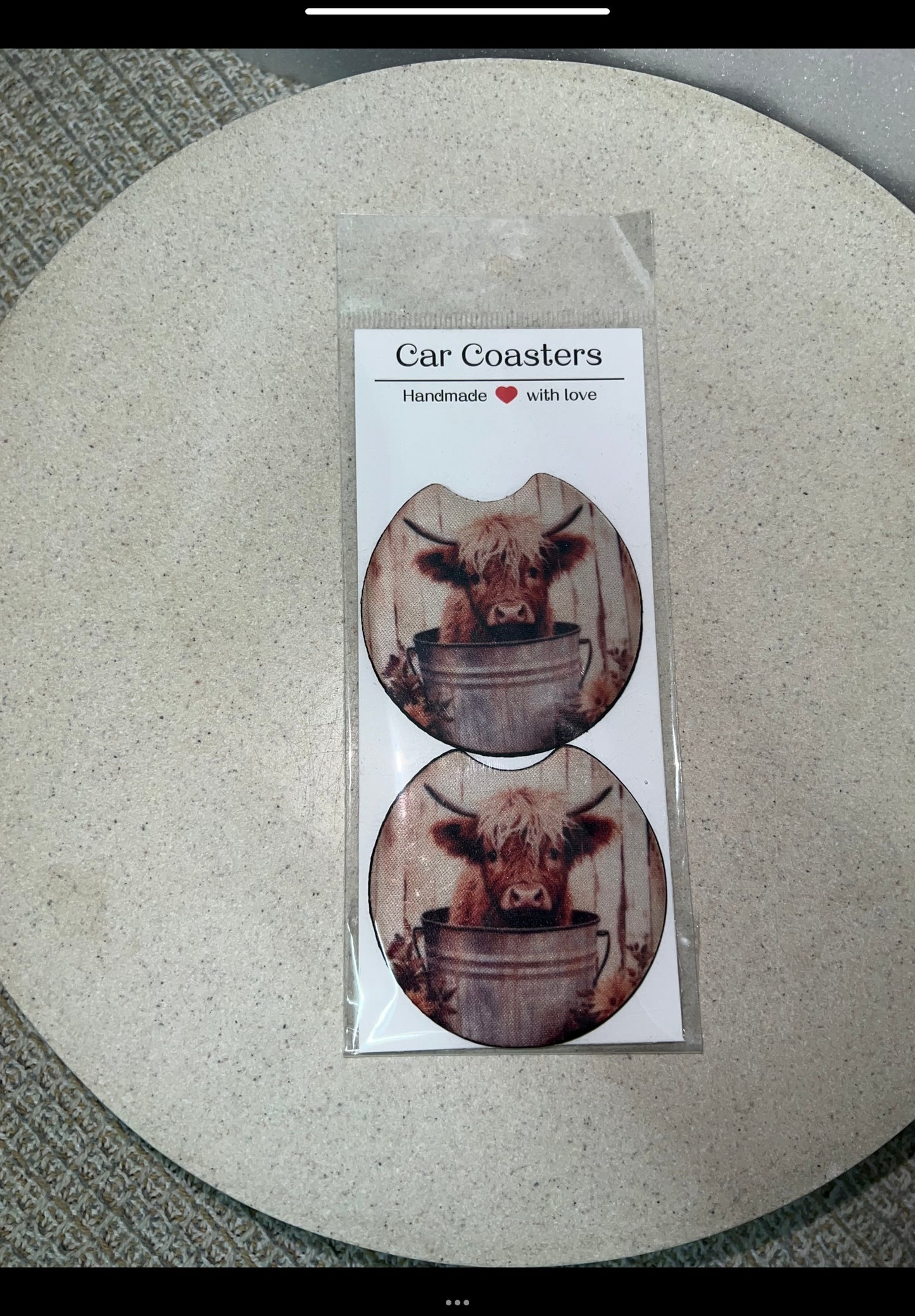 Rustic highland cow car coasters