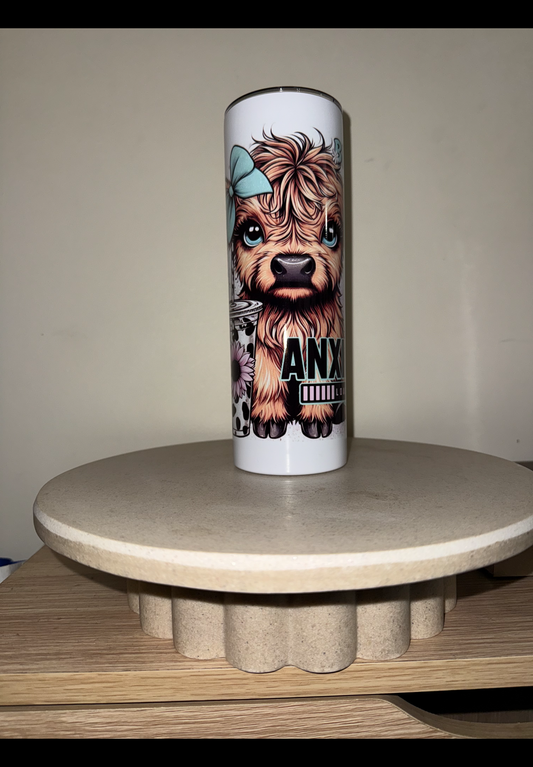 Anxiety loading highland cow tumbler