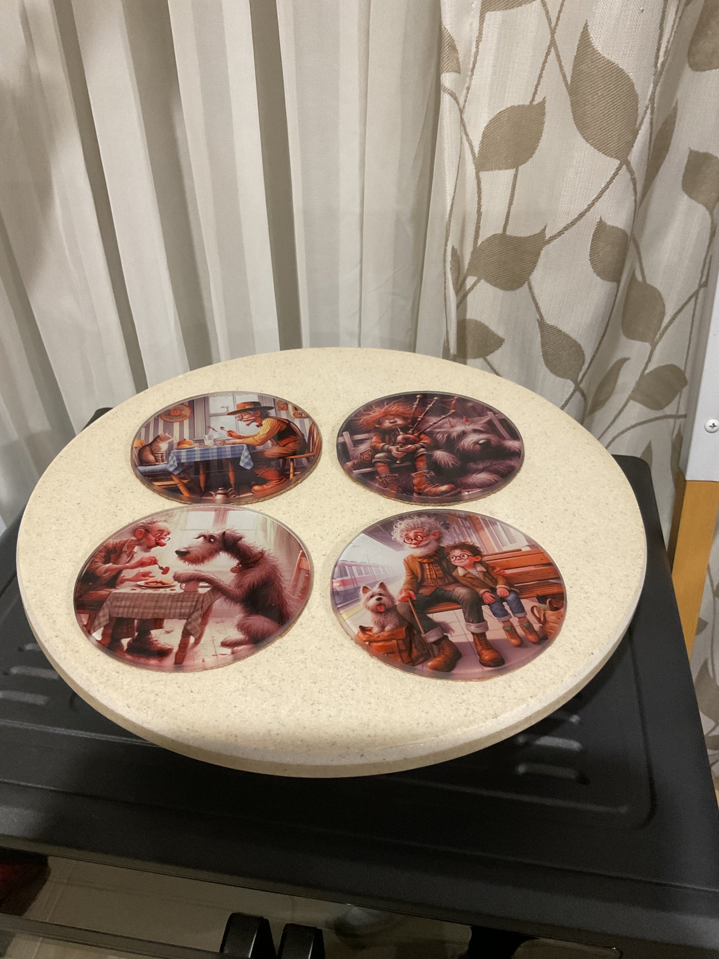Man with his dog coaster 4 pack set