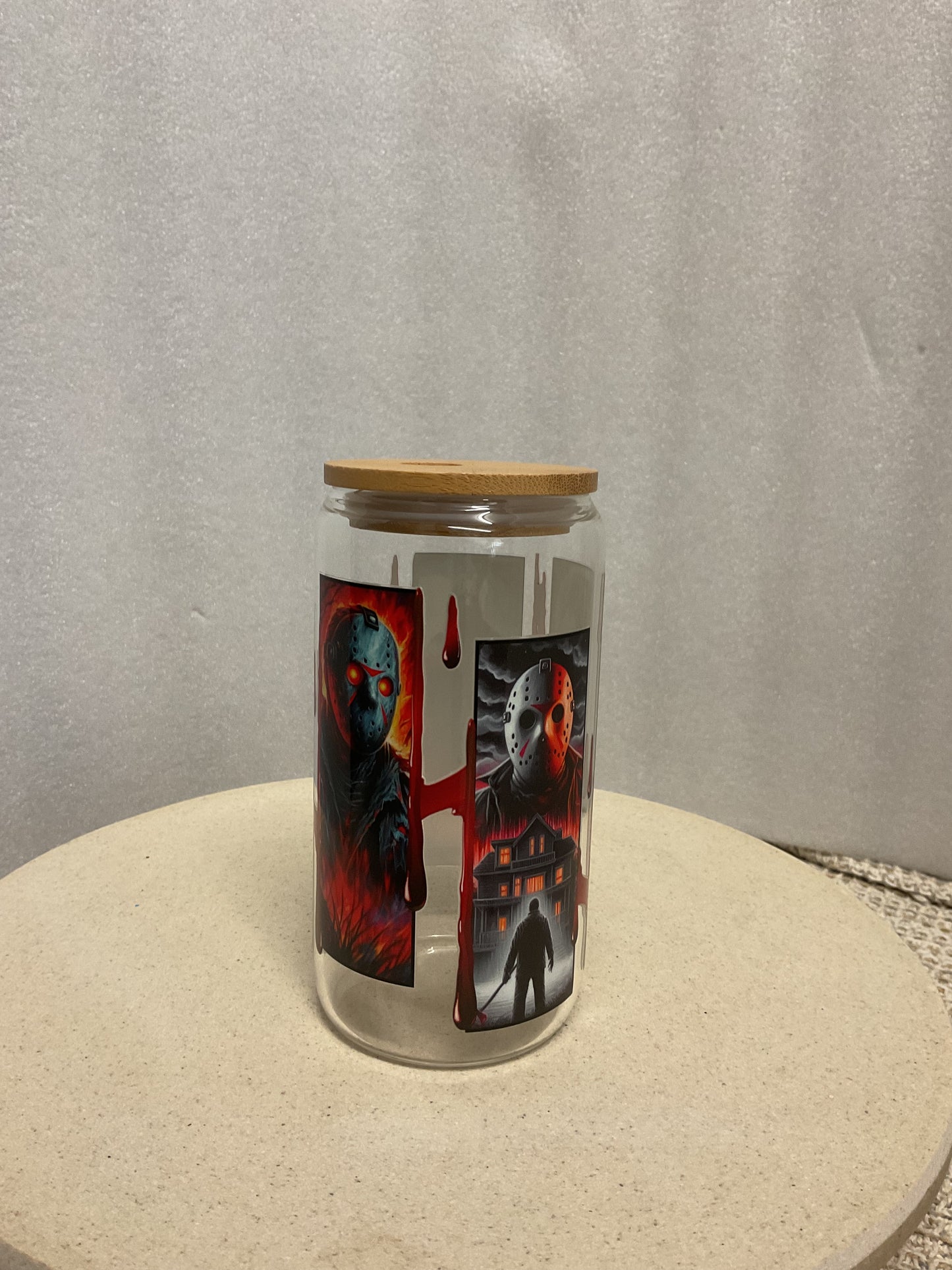 Halloween movies clear glass cup