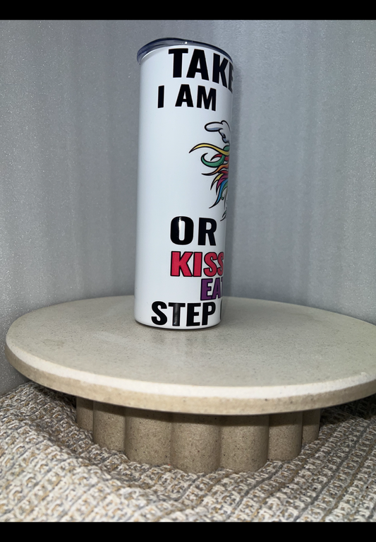 Kiss my eat step on Lego unicorn tumbler
