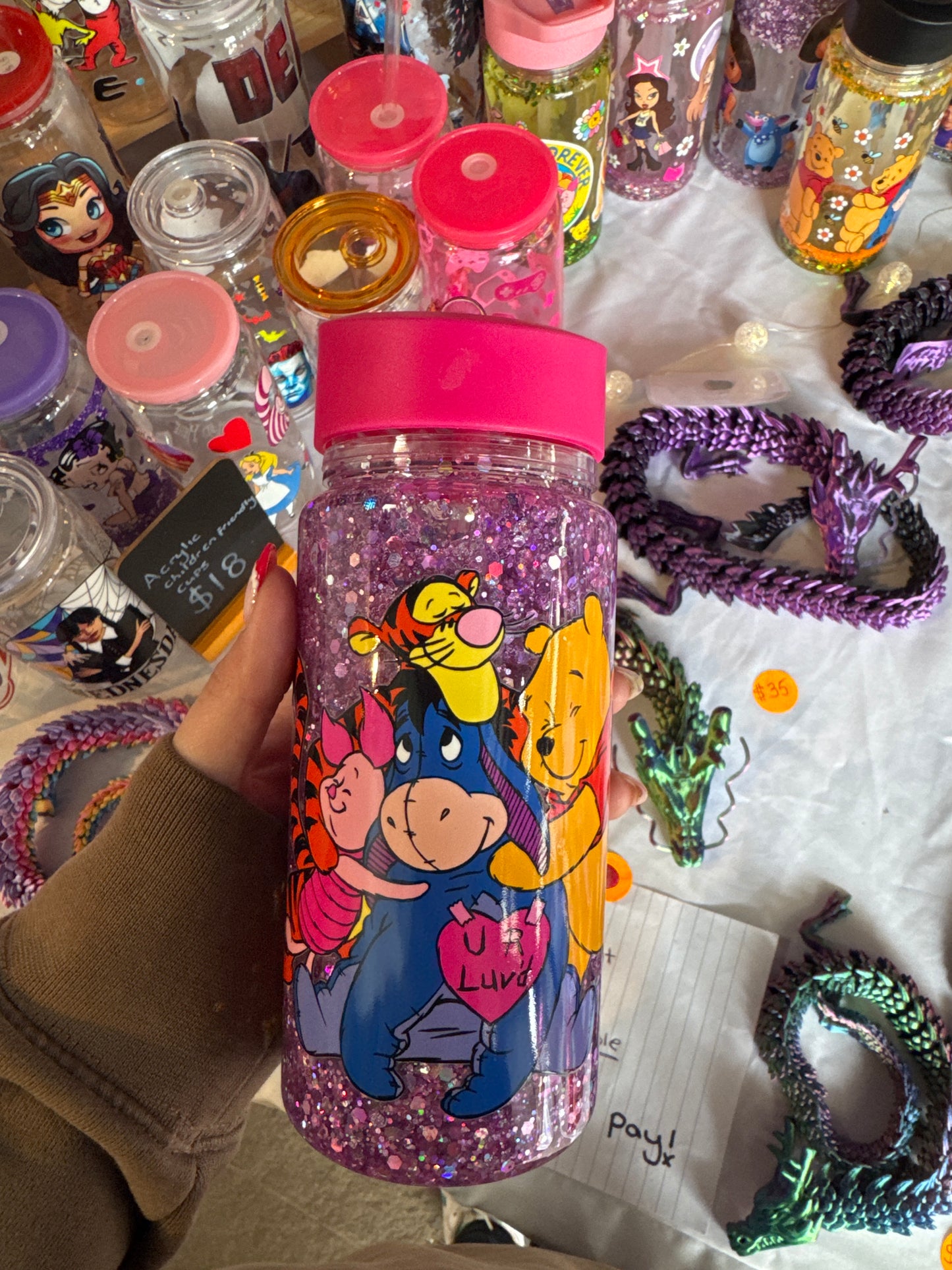 Pooh bear snowglobe drink bottle